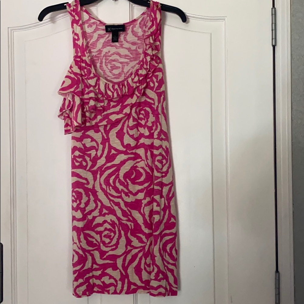 INC Pink Print Sleeveless Sheath Sundress